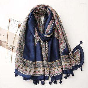 Halsdukar geometri koreansk stil vinter lång halsduk bandana sjal hijab tofs lady hög kvalitet wrap pashmina stal bufandas 90 180 cm