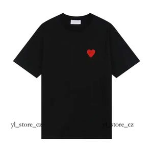 22SS AMI T-shirt Mens Designers T Shirt Tone-on-Tone Love Brodery Fashion Street Casual Joker Round For Men and Women Amis Paris 2093