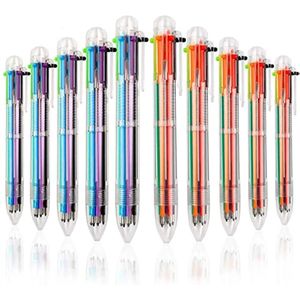 100 datorer Multicolor Ballpoint Penns 05mm 6in1 Fun for Kids Party Back to School Infällbara Office Supplies 231220