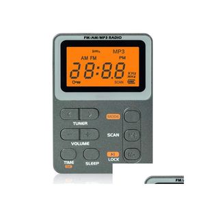 Radio bärbar med hörlur -AMFM -fickmottagare laddningsbart batteri Mini Digital Walkman för Walking 230331 Drop Delivery Electro DHTLH
