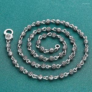 Chains Pure Silver Cherry Blossom Collarbone Chain Women's Vintage Thai Fashionable Hip-hop Style Trendsetter Single Wear Neck