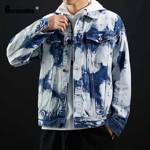 Jaquetas masculinas 2021 nova primavera outono homens demin jaquetas moda jean outerwear colorblock demin jaqueta solta roupas masculinas plus size S-3XLL231026