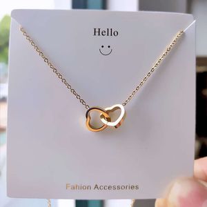 gioielli di design di lusso coreano oro rosa 18 carati semplice doppio anello amore catena clavicola acciaio al titanio non sbiadisce regalo di gioielli rosso netto