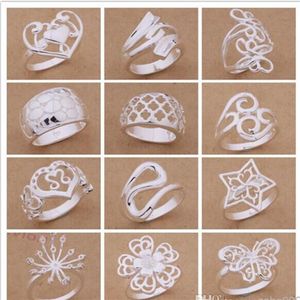 Mixed Order 24pcs lot 925 silver plated rings fashion jewelry party style Top quality Christmas gift 1766256O