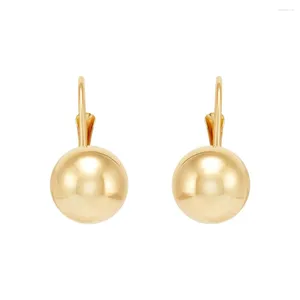 Dangle Earrings 10K Yellow Gold Hollow 8MM Ball Drop Leverback