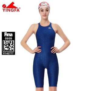 Yingfa Finaを着用したプロの水泳スーツ女性膝スポーツ競技タイツ水着グリル水着を着る