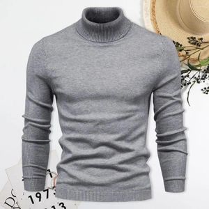 Men's Sweaters Long Sleeve Pullover High Collar Knitted Sweater Warm Soft Fall Winter With Slim Fit Solid Color Mid Length