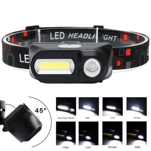 New Headlamps XPE+COB Portable Mini LED Headlight USB Rechargeable Using 18650 Battery Outdoor Camping Light Night Fishing Headlight