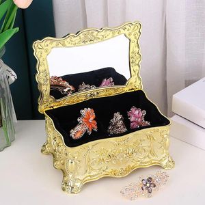 Jewelry Pouches Box Storage Case For Women With Lid Treasure Chest Holder Exquisite Home Bedroom Desk Decoration