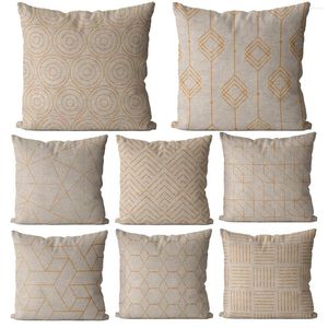 Pillow 45 45cm Yellow Geometric Square Cover Linen Pillowcase Decorative Throw Pillows For Sofa 40x40