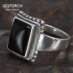 Wedding Rings Solid 925 Sterling Silver Lucifer Rings with Black Onyx Natural Stone Handmade Statement Ring TV Show Jewelry 231219
