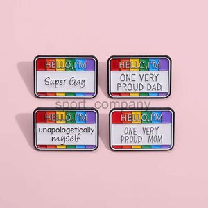 2024 Trendy Hello testo Spettatura smalta Super Gay Orgoglioso Mamma fa il miglior sole ansioso Social Stanco Rainbow Badge Punk Punk Pins Gioielli Accessorio