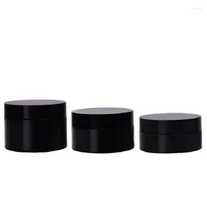 Storage Bottles 50pcs Wide Mouth Bottle Plastic Jar Black PET Empty Mask Cream Hair Wax Container Cosmetic Pot With Lid 50ml 80g 100ml 120ml