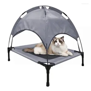 Cama elevada para cães e gatos, com dossel, berço removível, portátil, antiderrapante, resistente, praia ao ar livre