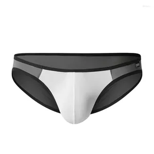 Underpants 2024 Brand Men's Sexy Underwear Low Waist Ice Silk Briefs Translucent Bikini Skinny Breathable Man Srting