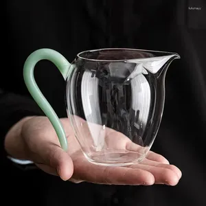 Tazze Piattini Vetro ad alta borosilicato Accessori per il tè Tazza da tè divisoria singola resistente al calore per uso domestico