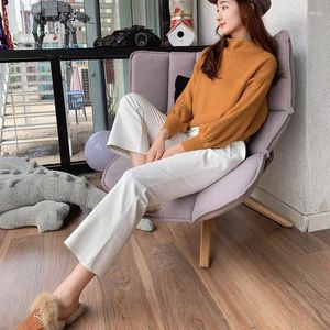 Women's Pants Leather Women 2023 Autumn And Winter Korean Style High Waist Pu Bootcut Trousers White Slimming