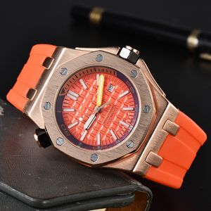 Aude Wrist Watches for Men 2023 Mens Watches Three Needles Quartz Watch High Quality Top Luxury Brand Designer Clock Rubber Strap Fashion Royal Series Holiday