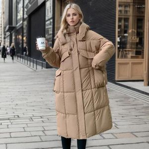 Women's Trench Coats Women Korean Thick Parkas Hooded Zipper Long Full Sleeve Loose Regular Warm Autumn Winter Casual Knee Length Coat