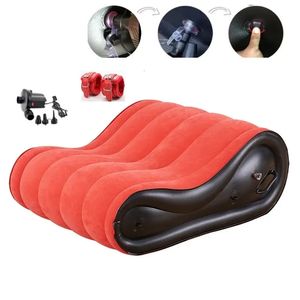 Sex Furniture Inflatable Multi-function Air Pump Sex Sofa Flocking Furniture Bed Chair Foldable Portable Lovers Pose Stimulating Toys 231219