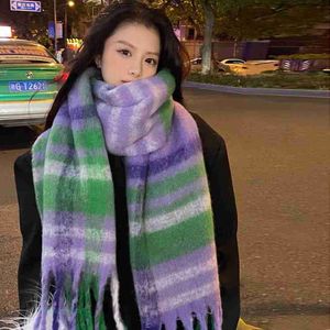 スカーフモヘアタッセルスカーフは汎用性が高く、韓国でのクリスマスプレゼントとして使用できます