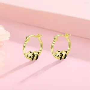 Studörhängen söt guldfärg panda hoop örhänge mode utsökt temperament djur emalj smycken för kvinnlig fest