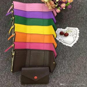 2018 Lady Whole Lady multicolor nova bolsa de moedas Curta carteira colorida titular de cartão original feminino clássico zíper de bolso Date2384