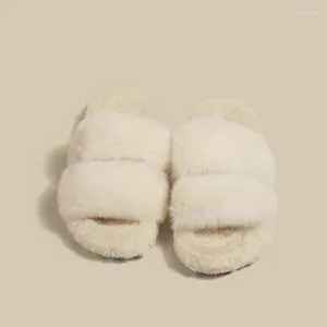 Tofflor pappa sandaler för kvinnor grunt casual plysch hus kvinna moln fluffig bekväm vit färg zapatos para mujeres