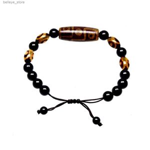 Urok Bracelets Tybet 12*30 mm 9 Oczy 3eyes Agat Dzi 8 mm Bransoletka Agat Kulki mężczyźni kobiety biżuteria Bransoletka Bezpłatna wysyłka 23121