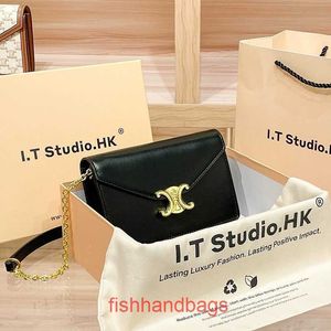 Celins's Underarm Real Leather Shoulder Luxury Teen Ladies Designer Bag Triumphal Chain for Womens 2023 New Fashionable Andwith Original Logo