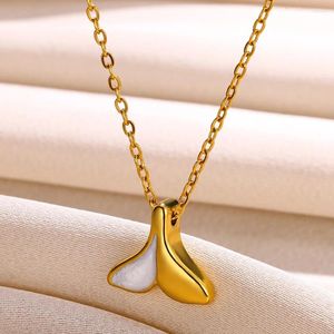 Pendant Necklaces Enamel Whale Tail Women Dolphin Fishtail Choker Mermaid Collar Stainless Steel Fish Jewelry Accessories