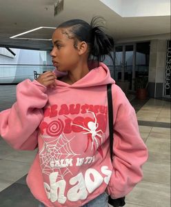 Giacche da donna S Y2K Hoodie Harajuku Lettera Stampa Spaccate Spazzate Pareri Hip Hop Punk Punk Tops Tops Sweeppant Streetwear 231219