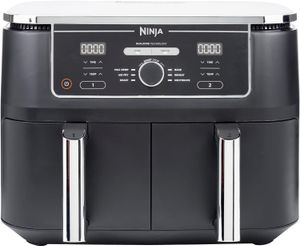 Ninja Foodi Max Dual Zone Digital Air Fryer, 2 lådor, 9,5L, 6-i-1, använder ingen olja, luftkräfta, max skarp, stek, baka, värme, dehydrat, laga 8 portioner, non-stick diskmaskin kassar