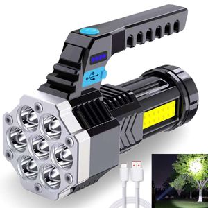 Yeni Taşınabilir Fenerler Yüksek Güçlü LED El Feneri Güçlü USB Şarj Edilebilir El Meşale Taşınabilir Açık Lamba Dahili Battery Cob 7 LED El feneri