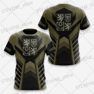 Homens camisetas Bandeira Checa Brasão de Armas Gráfico Tee Verão Casual Streetwear Moda Masculina Solta Camisetas Menino Oversized Manga Curta Tops T231220