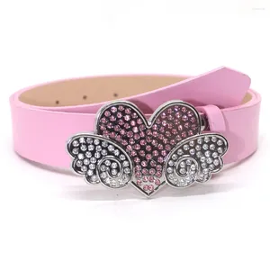 Belts Fashion Y2k Belt Studded Love Wings Pu Jeans Skirt Accessories Joker Ladies For Women Designer