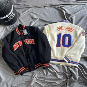 American Kith Embroidered Baseball Suit Loose College Style Cotton Jacket for Couples