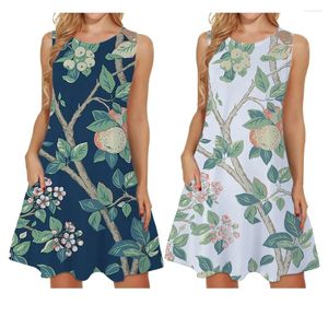 Casual Dresses Summer Boho Short Women Elegant Sleeveless Floral Print Skirt Beach Party Maxi Sundress Girls Female Clothing