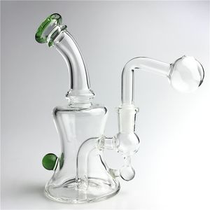 30 mm Big Bowl Oil Burner Bong Rura palenia z 14 mm kobietą 6,5 -calową czerwoną niebieską wodę bong grube Pyrex mini dab platformy olejne zlewki