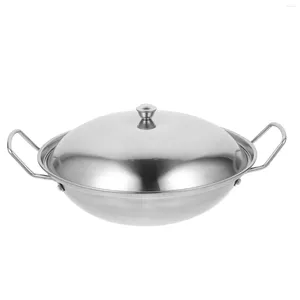 Pans Pot Stove With Lid Durable Work On Cooking Stainless Steel Woks Pan For Household Griddle Fondue