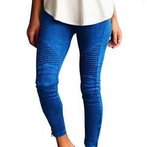 Pantaloni da donna elastico colore solido plus size jeggings moda jeans falsi donne leggings tasca senza cuciture