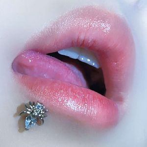 Sweet and Cool Spider Lip Tricolor Titanium Steel Zircon Punk Earbone Nail Inlaid with Diamond Small Piercing Jewelry