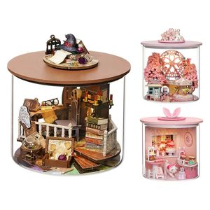 3D Miniature Dollhouse Diorama Toys Diy Wood House Puzzle Model Handgjorda med möbler kit för barn 231219