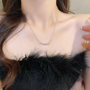 Designer Brand Genuine gold plated zircon knotted necklace ins style simple and versatile collarbone chain personalized design female