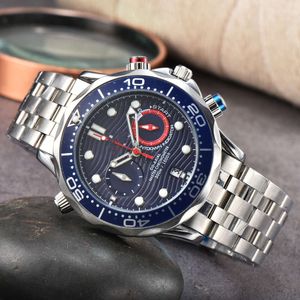 Omegwatch lüks tasarımcı omegwatches kuvars watchsteel kemer aynı fiyatla aynı fiyat katı çelik tam fonksiyon zamanlama erkekler kuvars izle