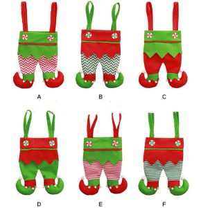 Elf Pants Stocking Christmas Decorations Ornament Xmas Fabric Candy Bag Festival Party Accessory Best Gifts 6 Colors Free Shipping SN1486 LL