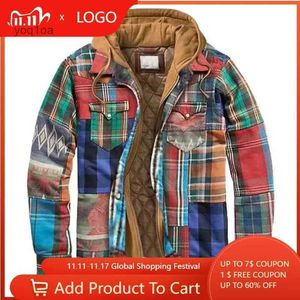 Herrenjacken Herren Herbst Winter Kapuzenjacke Harajuku Plaid Reißverschluss Langarm Mäntel Basic Casual Hemdjacken Europäisch Amerikanisch Größe S-5XLL231026