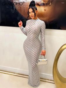 Casual Dresses Women 2023 Autumn Winter Long Sleeve See Through Party Maxi Club Streetwear Bodycon Sheer Black Dress Partihandel