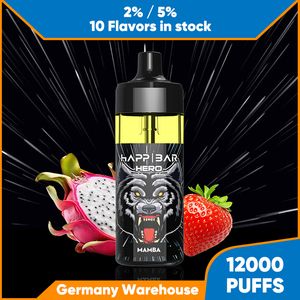 Original elektronische Zigarette Einweg 12000 Puffs Vape Bar 650 mAh Akku wiederaufladbarer Vape Pen 2 % 5 % Mesh-Spule Authentische E-Zigarette 16 ml vorgefüllter Puff 12k Vaper