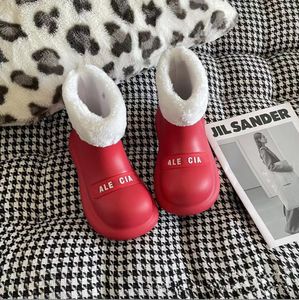 Designer Women Trooper Boots fur furry boot Doll Head Alphabet Rain Rubber Boots Designer Winter Waterproof Non-slip EVA Rain Platform Boots balencigaity Size 35-40